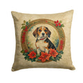 Beagle Christmas Flowers Decorative Throw Pillow 18x18 Indoor Outdoor Accent Cushion, Fabric Cover with Insert for Sofa, Bed, Porch & Living Room
