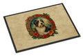 Bearded Collie Christmas Flowers Doormat Indoor Outdoor 18H X 27W Front Door Mat Rugs for Entryway, Non Slip Washable