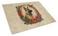 Belgian Malinois Christmas Flowers Cutting Board Tempered Glass Kitchen Cutting Surface, Heat Resistant Chopping, Non-Slip Feet, Food Prep & Serving