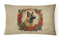 Belgian Malinois Christmas Flowers Decorative Throw Pillow 12x16 Indoor Outdoor Accent Cushion, Fabric Cover with Insert for Sofa, Bed, Porch & Living Room