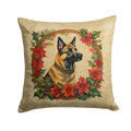 Belgian Malinois Christmas Flowers Decorative Throw Pillow 18x18 Indoor Outdoor Accent Cushion, Fabric Cover with Insert for Sofa, Bed, Porch & Living Room