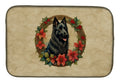Belgian Sheepdog Christmas Flowers Dish Drying Mat Absorbent Dish Drying Mat Pad for Kitchen Counter Dish Drainer Mat for Countertop, 14 x 21", Multicolor