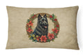Belgian Sheepdog Christmas Flowers Decorative Throw Pillow 12x16 Indoor Outdoor Accent Cushion, Fabric Cover with Insert for Sofa, Bed, Porch & Living Room