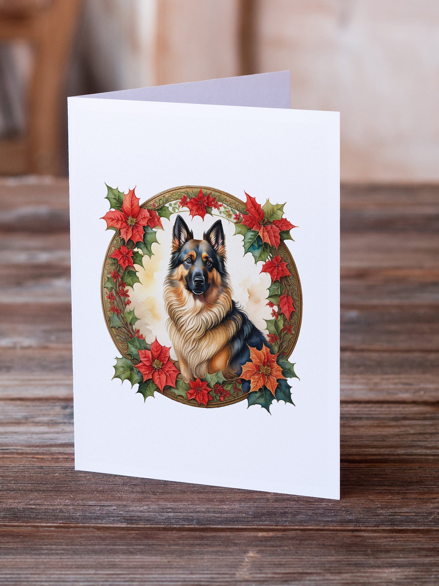 Belgian Tervuren Christmas Flowers Greeting Cards Pack of 8 Blank Cards with Envelopes Whimsical A7 Size 5x7