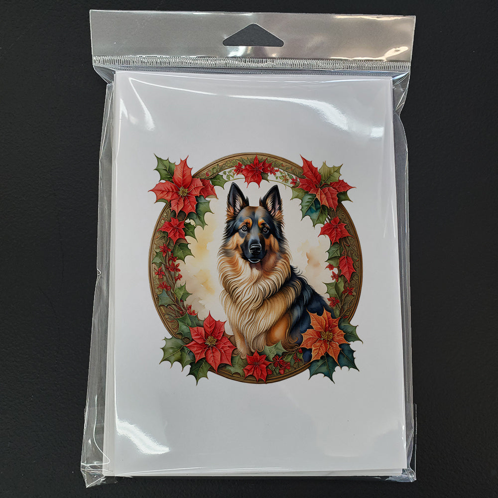 Belgian Tervuren Christmas Flowers Greeting Cards Pack of 8 Blank Cards with Envelopes Whimsical A7 Size 5x7