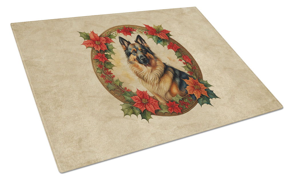 Belgian Tervuren Christmas Flowers Cutting Board Tempered Glass Kitchen Cutting Surface, Heat Resistant Chopping, Non-Slip Feet, Food Prep & Serving