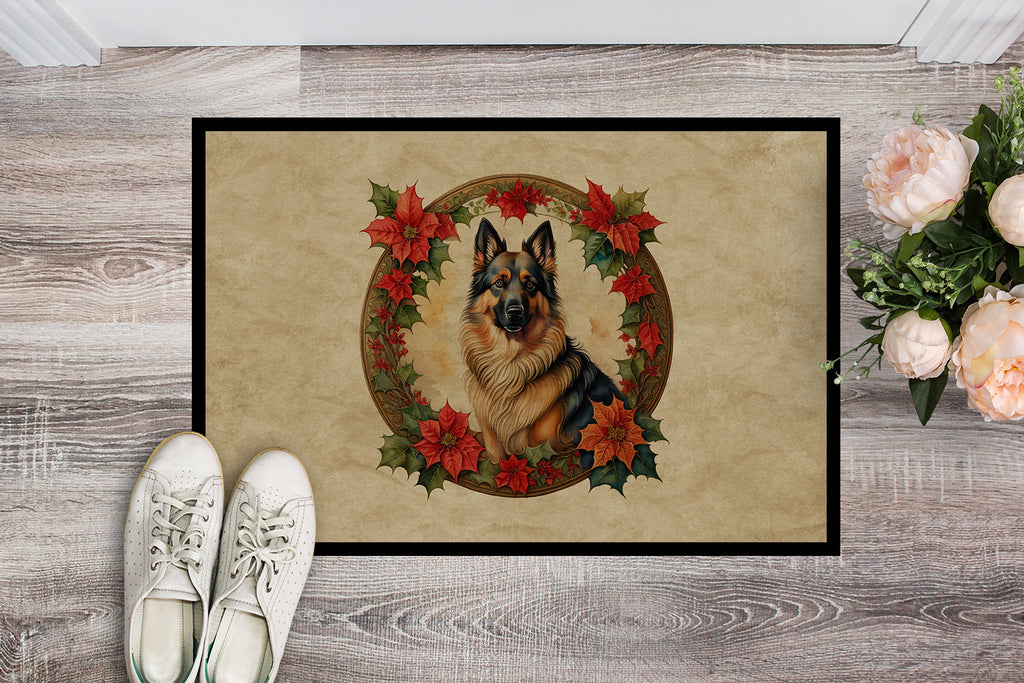 Belgian Tervuren Christmas Flowers Doormat Indoor Outdoor 18H X 27W Front Door Mat Rugs for Entryway, Non Slip Washable