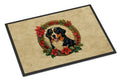 Bernese Mountain Dog Christmas Flowers Doormat Indoor Outdoor 18H X 27W Front Door Mat Rugs for Entryway, Non Slip Washable