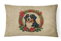 Bernese Mountain Dog Christmas Flowers Decorative Throw Pillow 12x16 Indoor Outdoor Accent Cushion, Fabric Cover with Insert for Sofa, Bed, Porch & Living Room