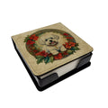 Bichon Frise Christmas Flowers PU Leather Note Paper Holder with Artist-Designed Cover, Desk Accessory, Office Gift