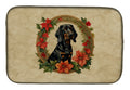 Black and Tan Coonhound Christmas Flowers Dish Drying Mat Absorbent Dish Drying Mat Pad for Kitchen Counter Dish Drainer Mat for Countertop, 14 x 21", Multicolor