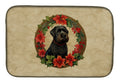 Black Russian Terrier Christmas Flowers Dish Drying Mat Absorbent Dish Drying Mat Pad for Kitchen Counter Dish Drainer Mat for Countertop, 14 x 21", Multicolor