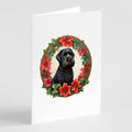 Black Russian Terrier Christmas Flowers Greeting Cards Pack of 8 Blank Cards with Envelopes Whimsical A7 Size 5x7