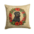 Black Russian Terrier Christmas Flowers Decorative Throw Pillow 14x14 Indoor Outdoor Accent Cushion, Fabric Cover with Insert for Sofa, Bed, Porch & Living Room