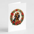 Bloodhound Christmas Flowers Greeting Cards Pack of 8 Blank Cards with Envelopes Whimsical A7 Size 5x7