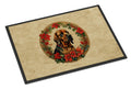 Bloodhound Christmas Flowers Doormat Indoor Outdoor 24H X 36W Front Door Mat Rugs for Entryway, Non Slip Washable Low Pile,
