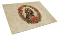 Bloodhound Christmas Flowers Cutting Board Tempered Glass Kitchen Cutting Surface, Heat Resistant Chopping, Non-Slip Feet, Food Prep & Serving