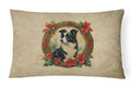 Border Collie Christmas Flowers Decorative Throw Pillow 12x16 Indoor Outdoor Accent Cushion, Fabric Cover with Insert for Sofa, Bed, Porch & Living Room