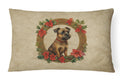 Border Terrier Christmas Flowers Decorative Throw Pillow 12x16 Indoor Outdoor Accent Cushion, Fabric Cover with Insert for Sofa, Bed, Porch & Living Room