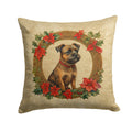 Border Terrier Christmas Flowers Decorative Throw Pillow 18x18 Indoor Outdoor Accent Cushion, Fabric Cover with Insert for Sofa, Bed, Porch & Living Room