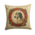 Borzoi Christmas Flowers Decorative Throw Pillow 18x18 Indoor Outdoor Accent Cushion, Fabric Cover with Insert for Sofa, Bed, Porch & Living Room