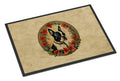 Boston Terrier Christmas Flowers Doormat Indoor Outdoor 24H X 36W Front Door Mat Rugs for Entryway, Non Slip Washable Low Pile,