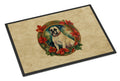 White Boxer Christmas Flowers Doormat Indoor Outdoor 24H X 36W Front Door Mat Rugs for Entryway, Non Slip Washable Low Pile,