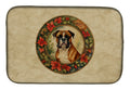 Boxer Christmas Flowers Dish Drying Mat Absorbent Dish Drying Mat Pad for Kitchen Counter Dish Drainer Mat for Countertop, 14 x 21", Multicolor
