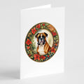 Boxer Christmas Flowers Greeting Cards Pack of 8 Blank Cards with Envelopes Whimsical A7 Size 5x7