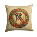 Boxer Christmas Flowers Decorative Throw Pillow 18x18 Indoor Outdoor Accent Cushion, Fabric Cover with Insert for Sofa, Bed, Porch & Living Room