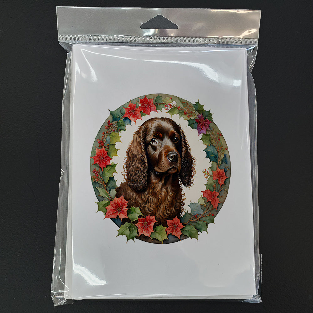 Boykin Spaniel Christmas Flowers Greeting Cards Pack of 8 Blank Cards with Envelopes Whimsical A7 Size 5x7