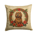 Briard Christmas Flowers Decorative Throw Pillow 18x18 Indoor Outdoor Accent Cushion, Fabric Cover with Insert for Sofa, Bed, Porch & Living Room