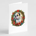 English Bulldog Christmas Flowers Greeting Cards Pack of 8 Blank Cards with Envelopes Whimsical A7 Size 5x7