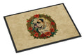 English Bulldog Christmas Flowers Doormat Indoor Outdoor 18H X 27W Front Door Mat Rugs for Entryway, Non Slip Washable