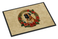 Bullmastiff Christmas Flowers Doormat Indoor Outdoor 18H X 27W Front Door Mat Rugs for Entryway, Non Slip Washable
