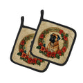 Bullmastiff Christmas Flowers Pot Holder Set of 2 Heat Resistant Quilted Hot Pads 7.5 x 7.5 Inch, Insulated Kitchen Trivets for Cooking & Baking