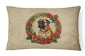 Bullmastiff Christmas Flowers Decorative Throw Pillow 12x16 Indoor Outdoor Accent Cushion, Fabric Cover with Insert for Sofa, Bed, Porch & Living Room