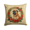 Bullmastiff Christmas Flowers Decorative Throw Pillow 18x18 Indoor Outdoor Accent Cushion, Fabric Cover with Insert for Sofa, Bed, Porch & Living Room