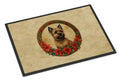 Cairn Terrier Christmas Flowers Doormat Indoor Outdoor 18H X 27W Front Door Mat Rugs for Entryway, Non Slip Washable