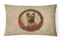 Cairn Terrier Christmas Flowers Decorative Throw Pillow 12x16 Indoor Outdoor Accent Cushion, Fabric Cover with Insert for Sofa, Bed, Porch & Living Room