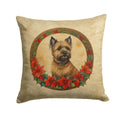 Cairn Terrier Christmas Flowers Decorative Throw Pillow 14x14 Indoor Outdoor Accent Cushion, Fabric Cover with Insert for Sofa, Bed, Porch & Living Room