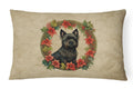 Cairn Terrier Christmas Flowers Decorative Throw Pillow 12x16 Indoor Outdoor Accent Cushion, Fabric Cover with Insert for Sofa, Bed, Porch & Living Room