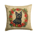 Cairn Terrier Christmas Flowers Decorative Throw Pillow 14x14 Indoor Outdoor Accent Cushion, Fabric Cover with Insert for Sofa, Bed, Porch & Living Room
