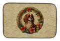 Cavalier Spaniel Christmas Flowers Dish Drying Mat Absorbent Dish Drying Mat Pad for Kitchen Counter Dish Drainer Mat for Countertop, 14 x 21", Multicolor