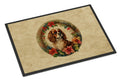 Cavalier Spaniel Christmas Flowers Doormat Indoor Outdoor 18H X 27W Front Door Mat Rugs for Entryway, Non Slip Washable