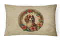 Cavalier Spaniel Christmas Flowers Decorative Throw Pillow 12x16 Indoor Outdoor Accent Cushion, Fabric Cover with Insert for Sofa, Bed, Porch & Living Room