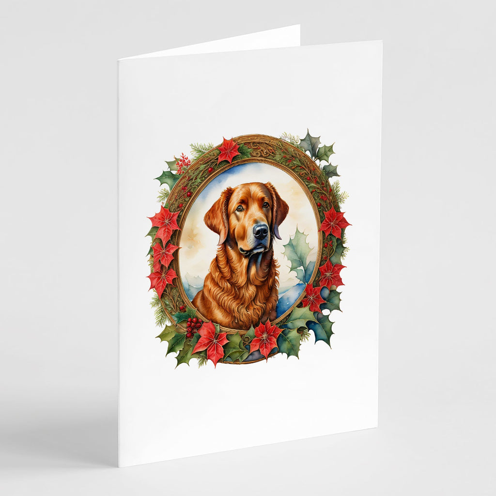 Chesapeake Bay Retriever Christmas Flowers Greeting Cards Pack of 8 Blank Cards with Envelopes Whimsical A7 Size 5x7