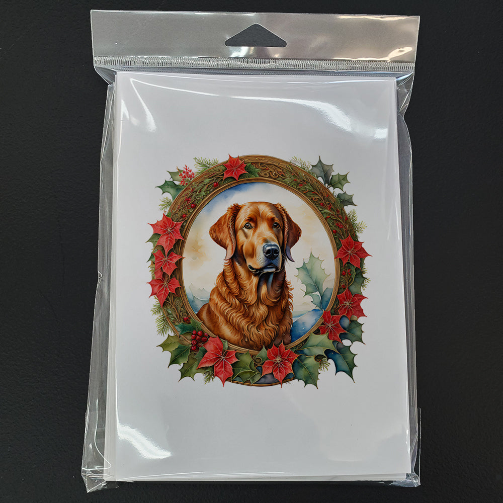 Chesapeake Bay Retriever Christmas Flowers Greeting Cards Pack of 8 Blank Cards with Envelopes Whimsical A7 Size 5x7