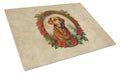 Chesapeake Bay Retriever Christmas Flowers Cutting Board Tempered Glass Kitchen Cutting Surface, Heat Resistant Chopping, Non-Slip Feet, Food Prep & Serving