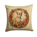 Chihuahua Christmas Flowers Decorative Throw Pillow 14x14 Indoor Outdoor Accent Cushion, Fabric Cover with Insert for Sofa, Bed, Porch & Living Room